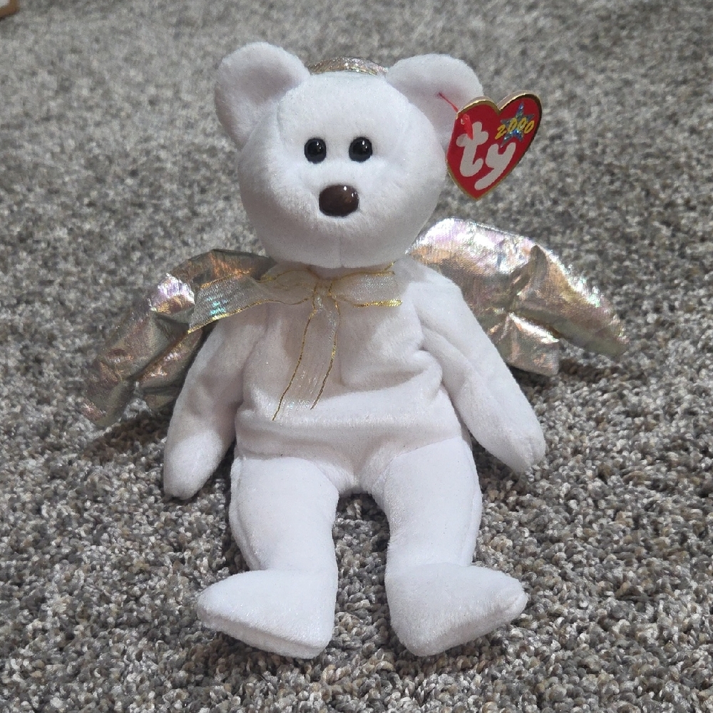 Ty Beanie Babies White Angel Bear "Halo 2"